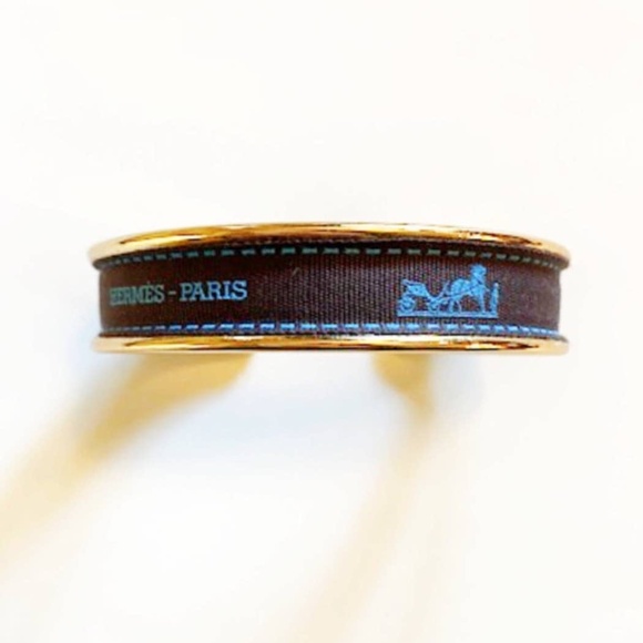 (NWT) Brown and Blue Ribbon Up-Cycled Cuff Bracelet - Picture 1 of 5